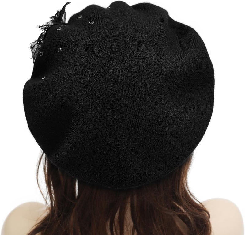 ZLYC Womens French Beret hat, Reversible Solid Color Mosaic Warm Beret Cap for Girls - Image 3